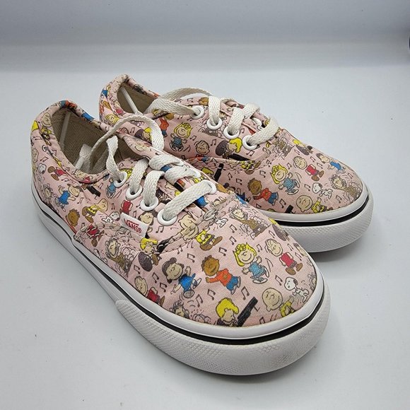 Vans Baby 721356 Pink Canvas Peanuts Gang Lace Up - Picture 1 of 11